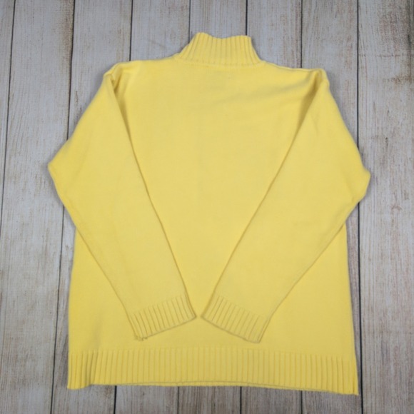 Lauren Ralph Lauren 1/4 Zip Pullover Sweater Crest Logo‎ Yellow Cotton L - Picture 6 of 7